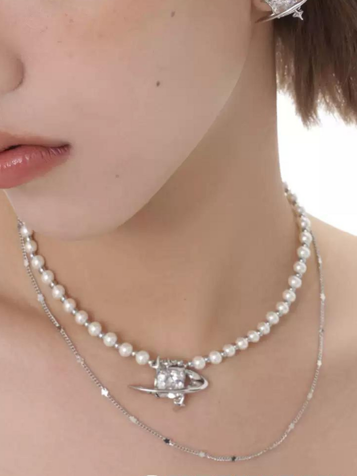 【SUMIYAKI】Starry Galaxy Double Layer Necklace pg1778