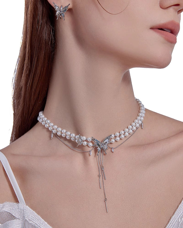 【MASW】Butterfly Dance Pearl Layer Choker pg290