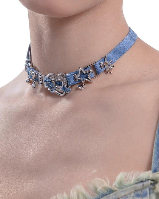 [MASW] Denim Love Star Choker pg579
