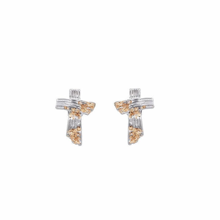 【SUMIYAKI】Gold Foil Ashes Small Cross Earrings pg904