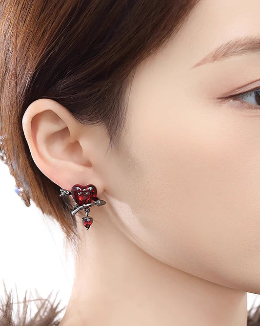 Red Love Arrow Asymmetrical Earrings
