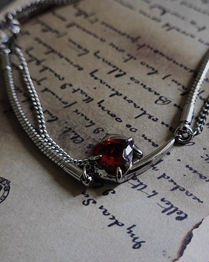 【Insomnia Artist】Crimson Pit Double-layer Red Love Necklace pg473