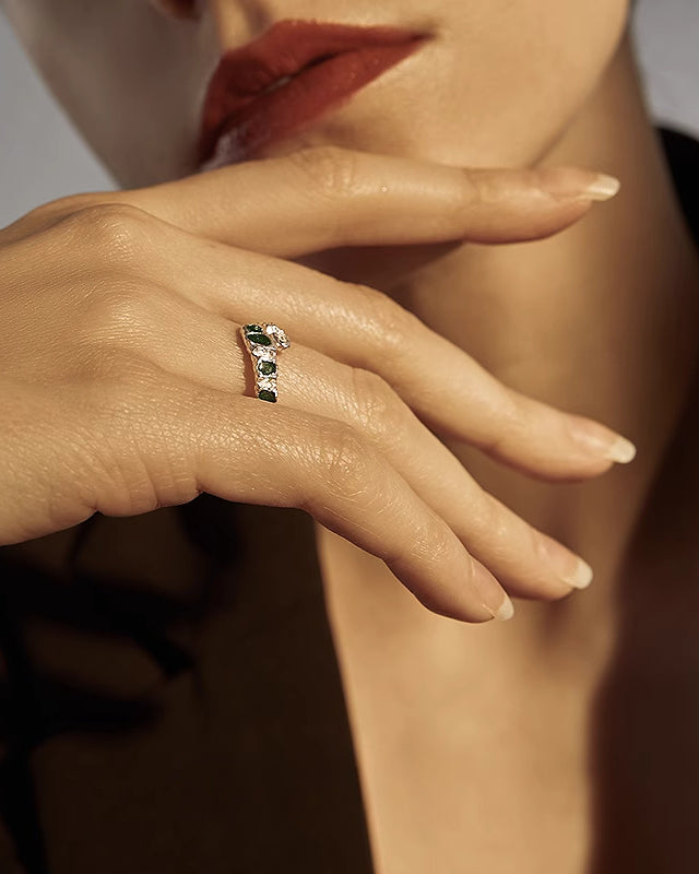 [FAITMAIN] Drip Glaze Serpentine Green Ring pg652