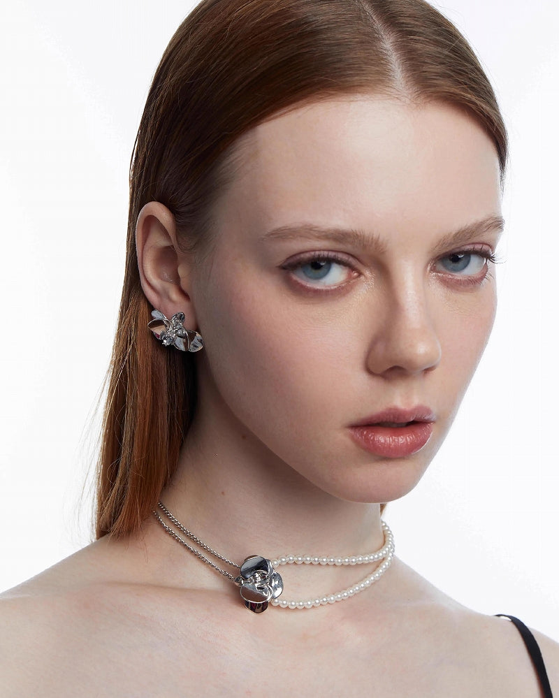 [OCTO VITA] Iris Flower Pearl Layer Choker pg1029