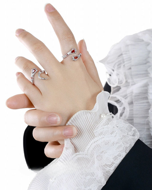 [OOMEOO] Red Double Gryffindor Lion Ring pg1456