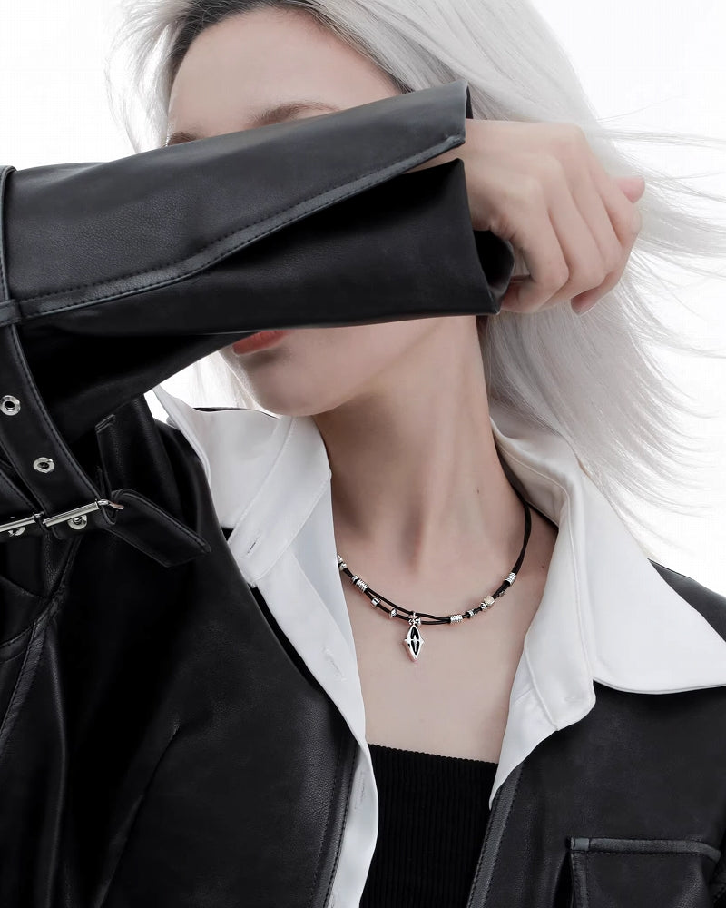 【1ST XULIE】Dark Realm Leather Rope Necklace pg548