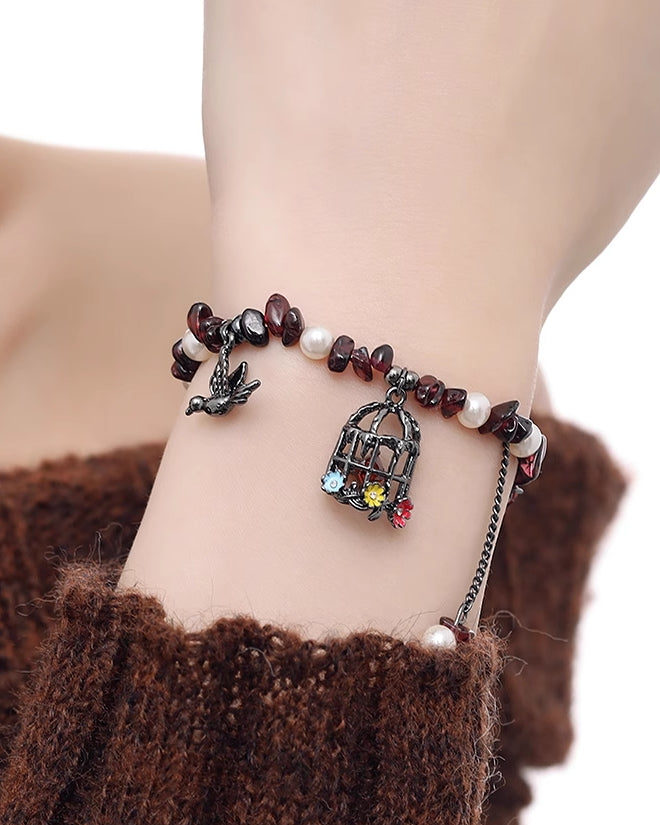 Flower Bird Cage Bracelet