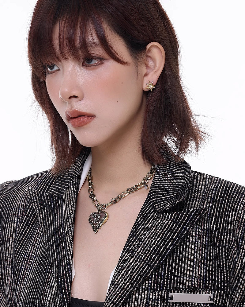 [SUMIYAKI] Retro Heart Rose Necklace pg1479