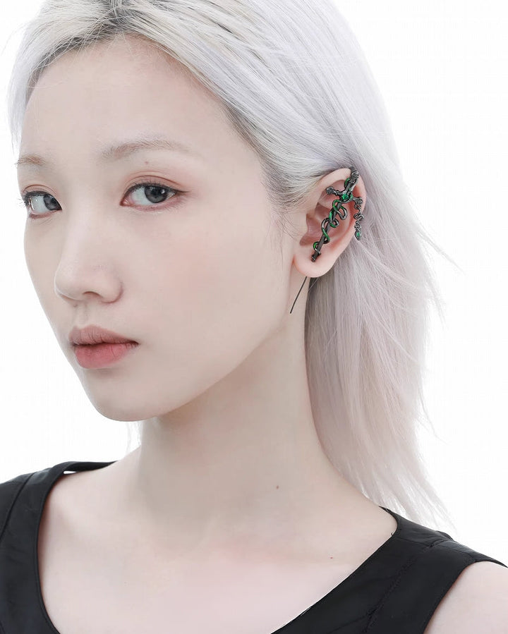 【1ST XULIE】Slytherin Snake Cross Earrings pg1622