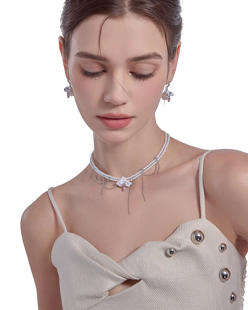 [MASW] Secret Garden Flower Pearl Choker pg1569