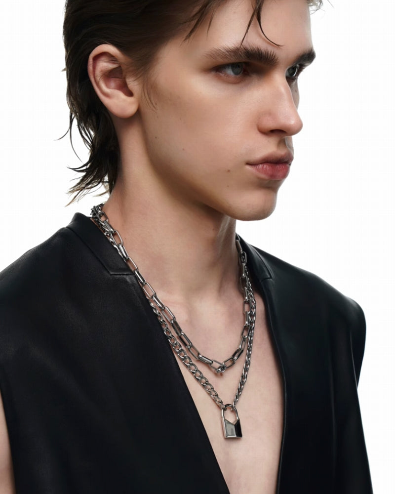 [BLACKHEAD]Interlock Chain Reaction Layer Necklace 01 pg1018