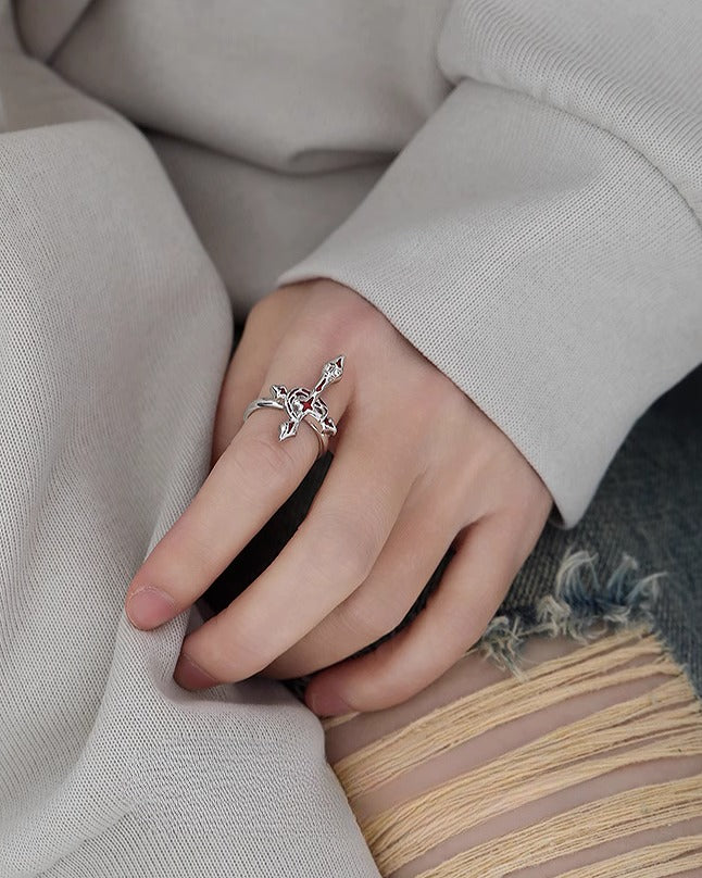 Blood Moon Cross Open Ring