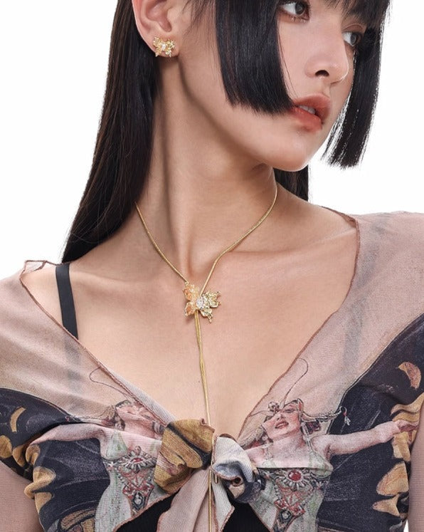 [SUMIYAKI] Butterfly 3D Illusion Drawstring Necklace pg244