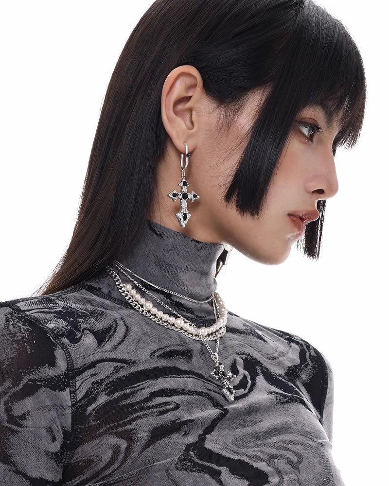 【SUMIYAKI】Baroque Cross Earrings & Necklace pg109