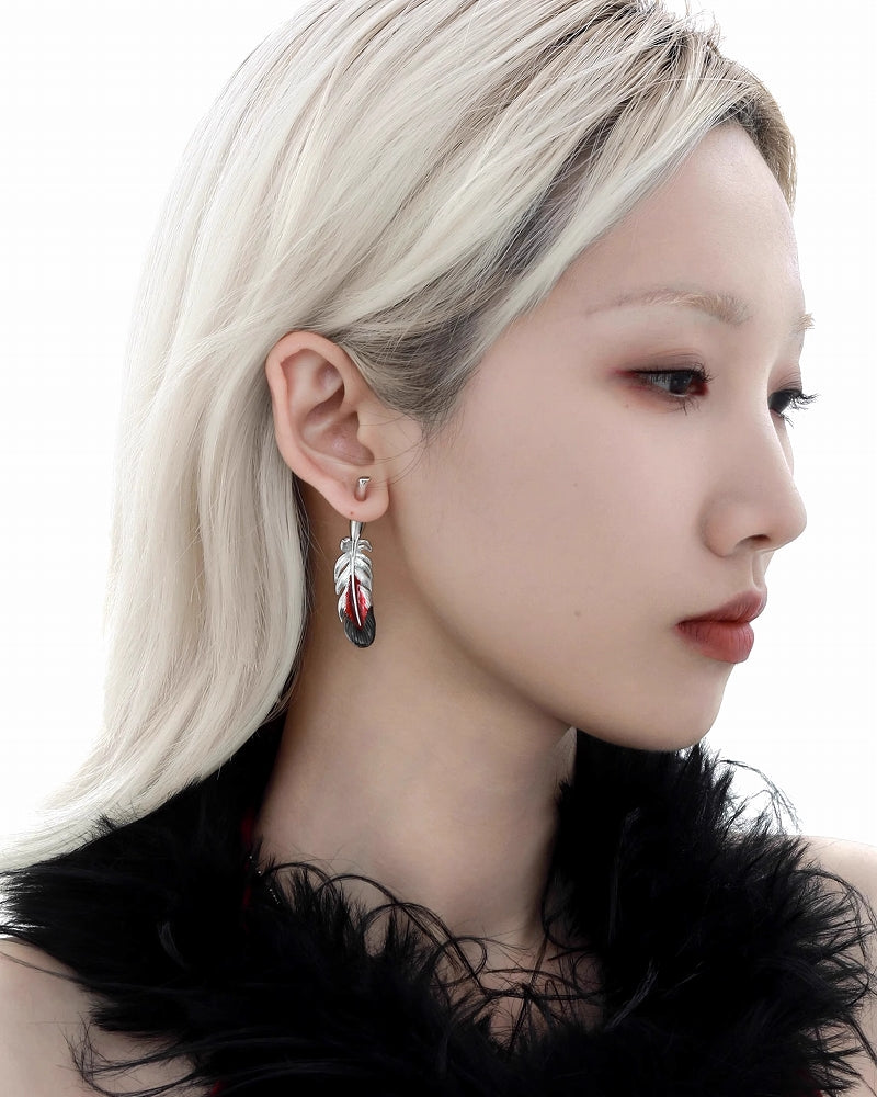 Floating Crane Feather Earrings