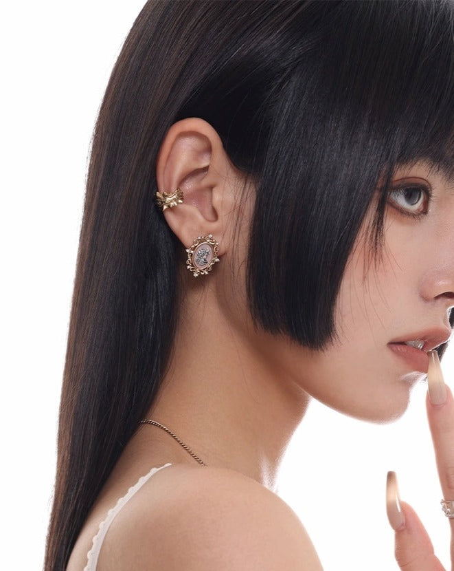 【SUMIYAKI】Picture Frame Retro Earrings pg1359