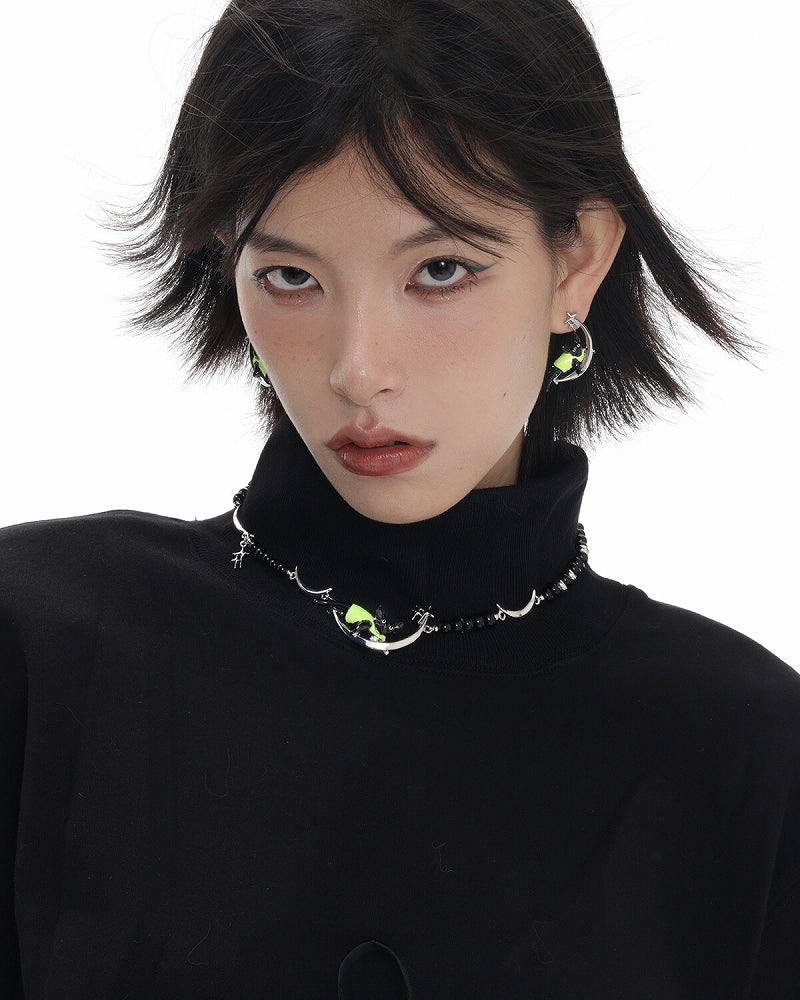 [SUMIYAKI] Devon Moon Green Cat Earrings pg588