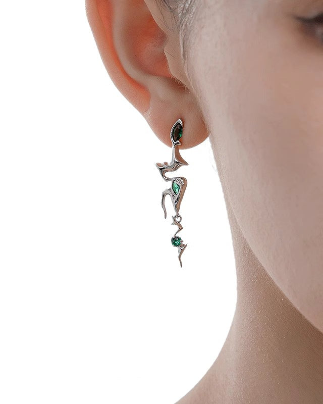 [MASW] Snake Dance Asymmetric Long Earrings pg1640