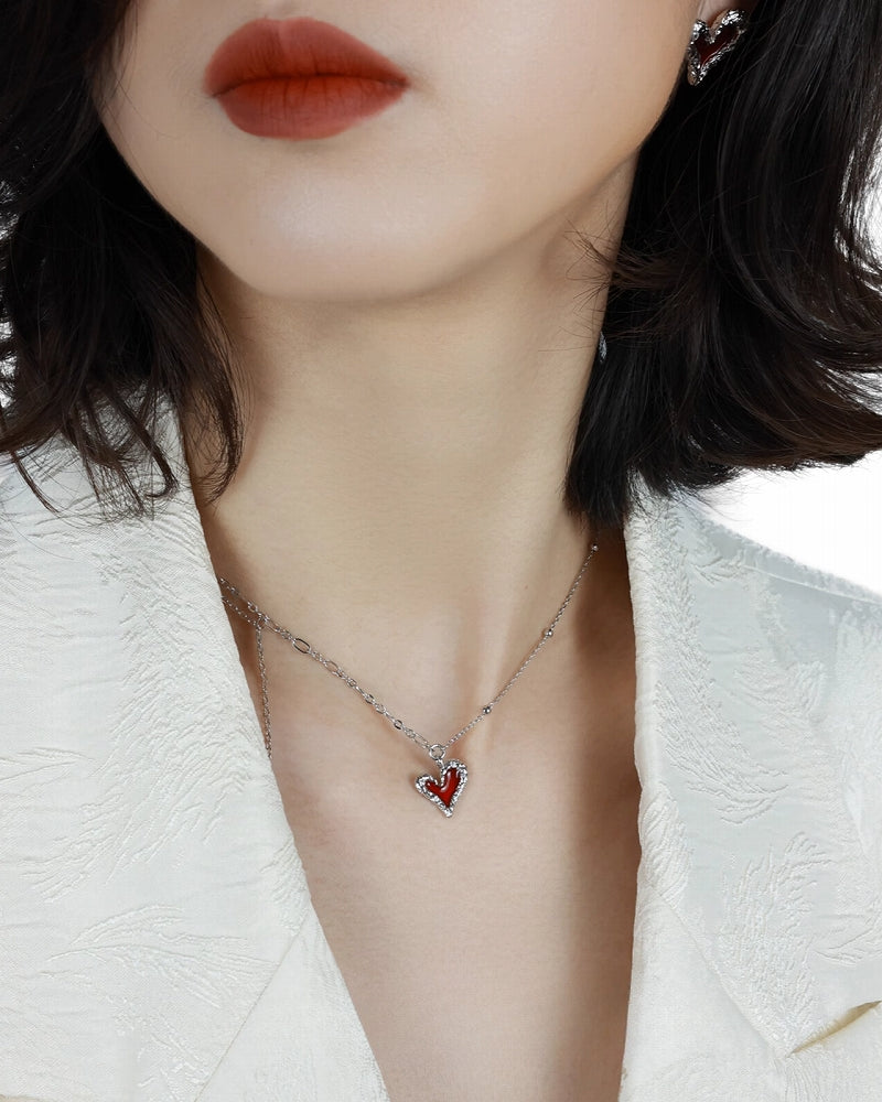 【OOMEOO】Preference Red Heart Necklace pg1395