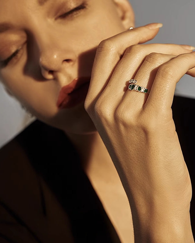 【FAITMAIN】Drip Glaze Serpentine Green Ring pg652