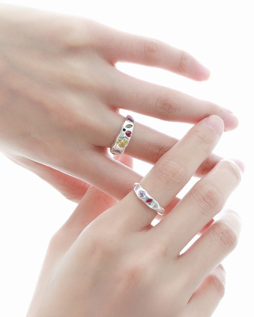 【1ST XULIE】Colorful Silver Couple's Ring pg438