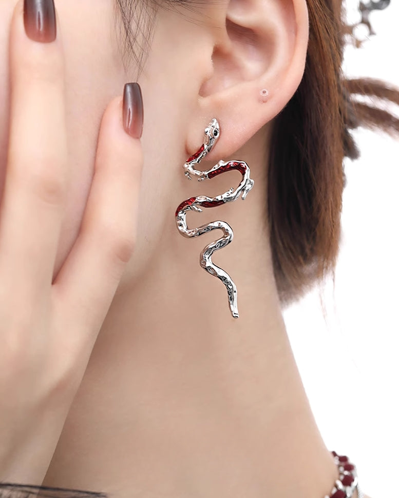 Red Snake Earrings 02