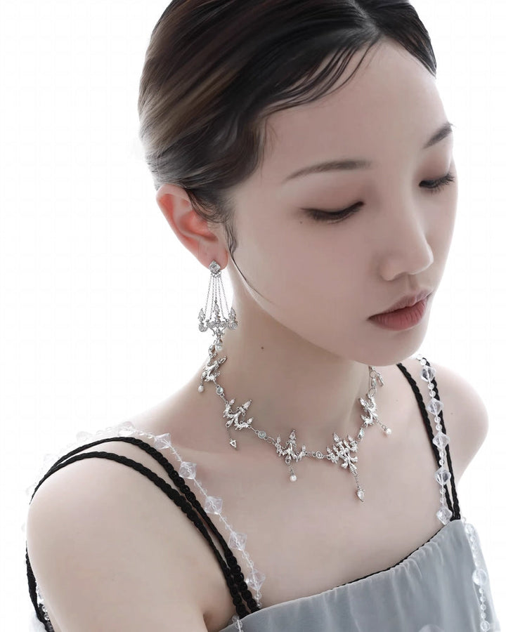 [1ST XULIE]Crystal Chandelier Tassel Earrings pg492