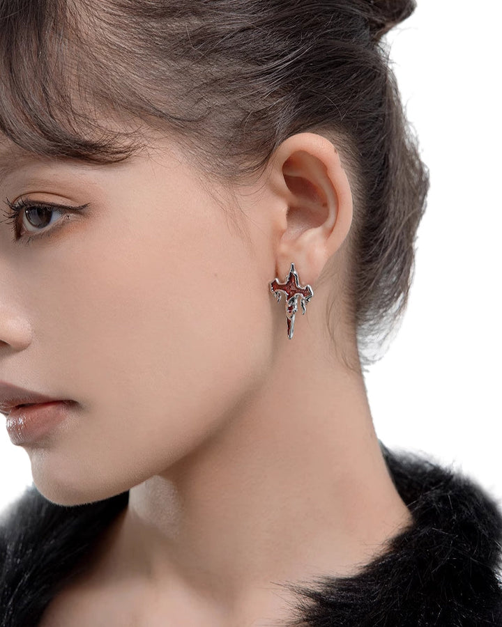 【MASW】Fearless Cross Earrings pg744