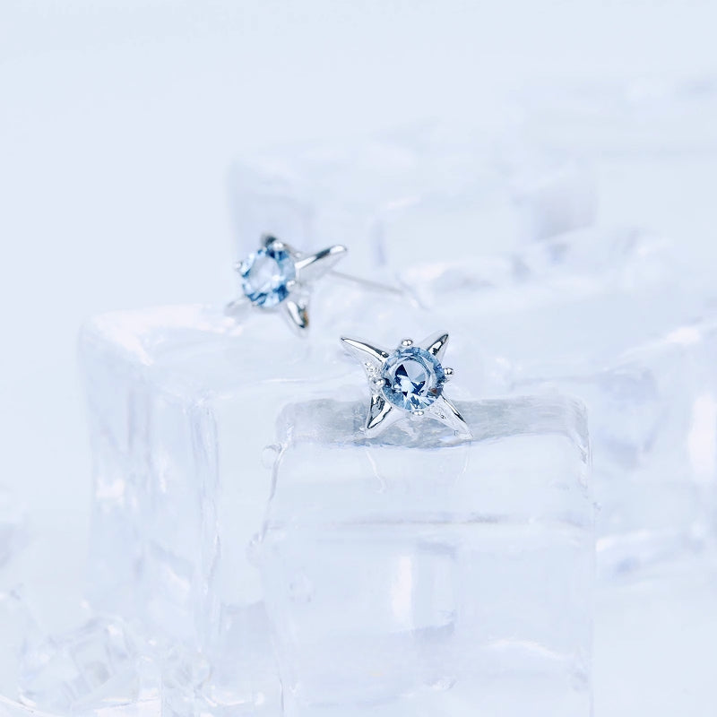 【OOMEOO】Star Fall Blue Zirconia Earrings pg1720