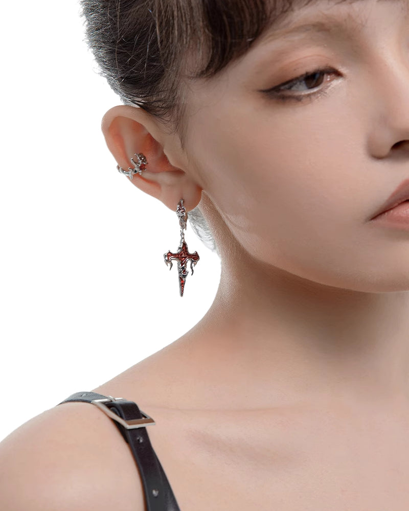 【MASW】Fearless Cross Earrings pg744