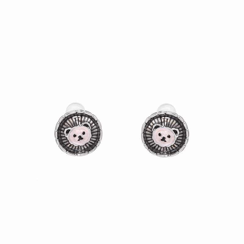 【SUMIYAKI】Rebellious Bear Disc Button Earrings pg1448