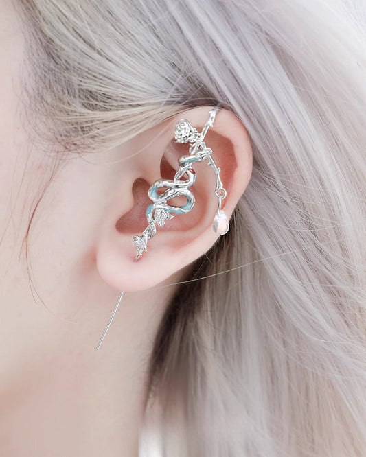 [1ST XULIE] Frozen Snake Lady Rose Earrings pg850