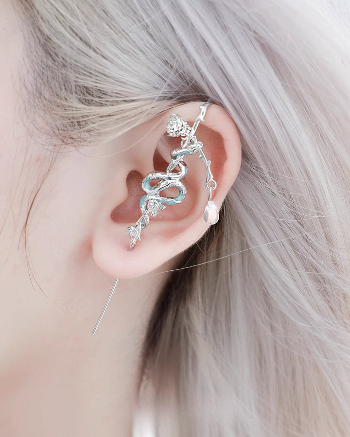 【1ST XULIE】Frozen Snake Lady Rose Earrings pg850