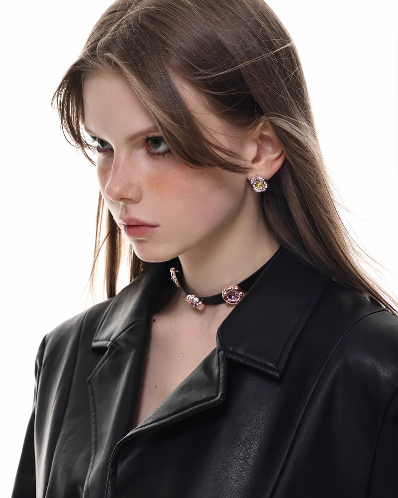 【SUMIYAKI】Dopamine Leather Choker pg602