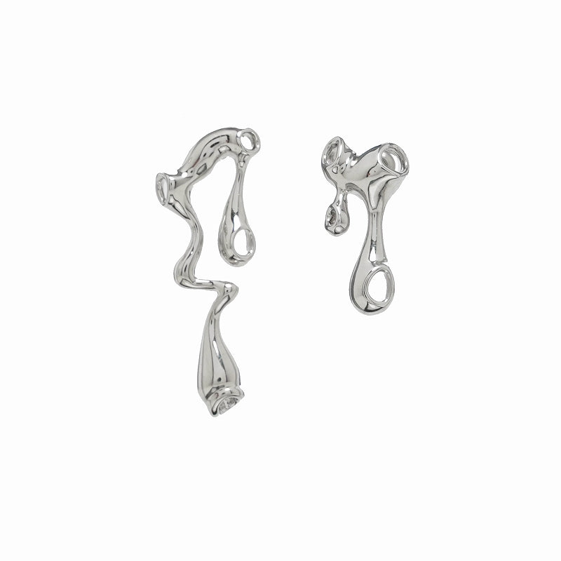 【SUMIYAKI】Metal Fluid Asymmetric Earrings pg1208