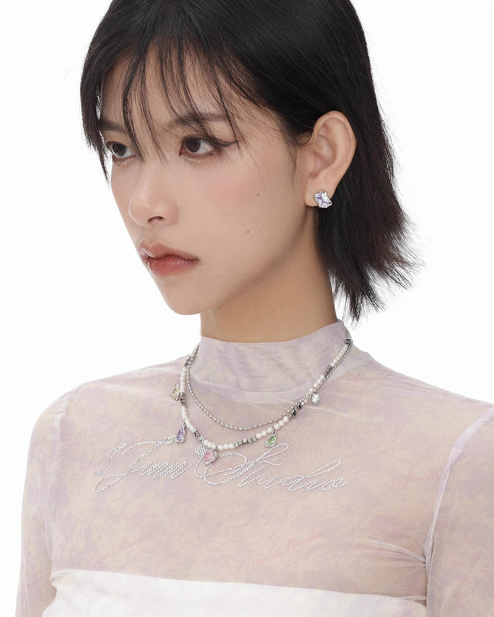 【SUMIYAKI】Small Rainbow Zirconia Necklace pg1636