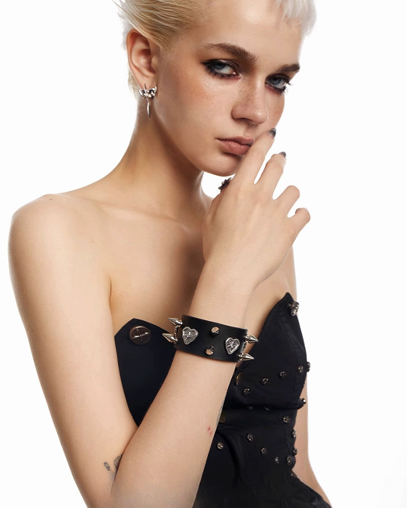 [OCTO VITA] Sweetheart Rock Black Genuine Leather Bracelet pg1812