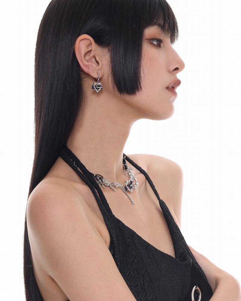 【SUMIYAKI】Punk Love Dark Black Earrings pg1408