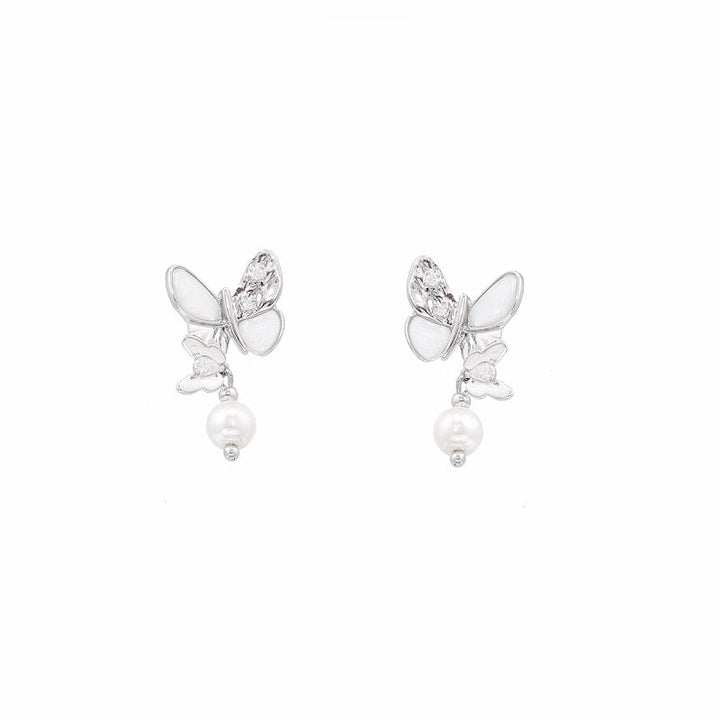 【SUMIYAKI】White Twin Butterflies Earrings pg2002