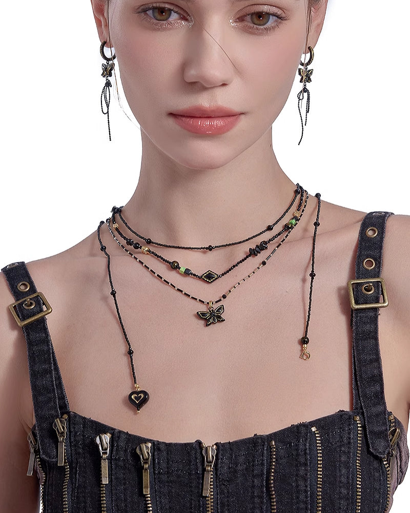 [MASW] Butterfly Dance Black Necklace pg260