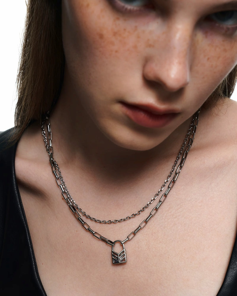 [BLACKHEAD]Interlock Chain Reaction Layer Necklace 02 pg1019