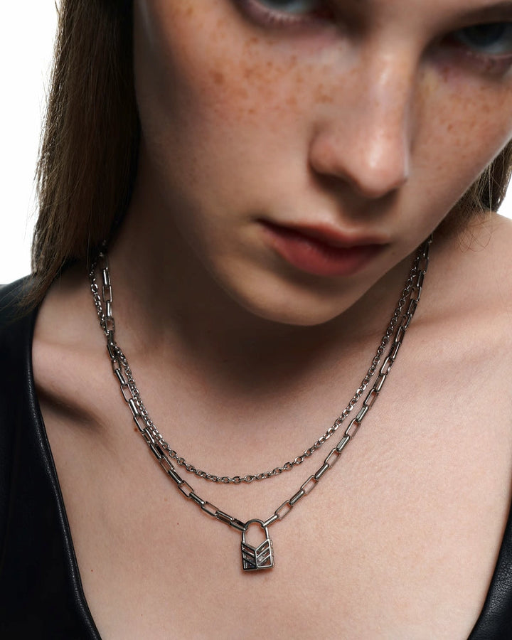 【BLACKHEAD】Interlock Chain Reaction Layer Necklace 02 pg1019