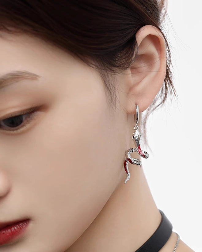 Red Snake Earrings 01