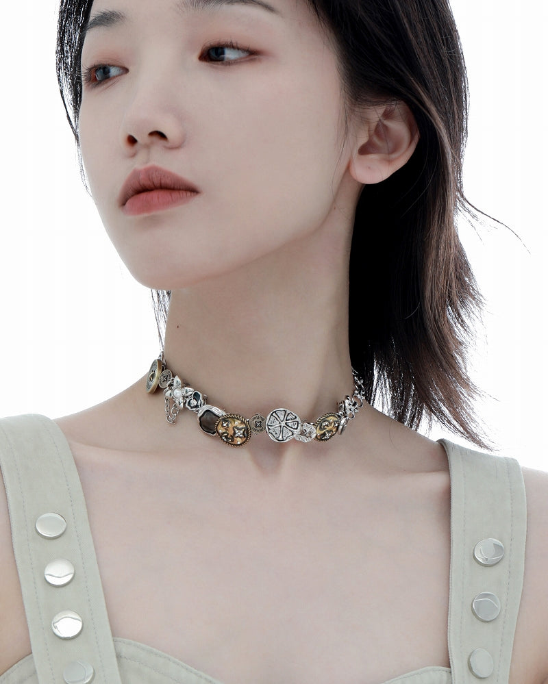 [1ST XULIE] Star Meteor Vintage Button Choker pg1735
