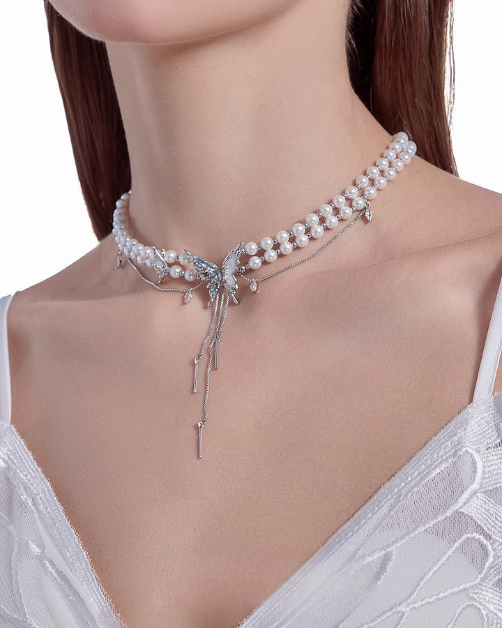 【MASW】Butterfly Dance Pearl Layer Choker pg290