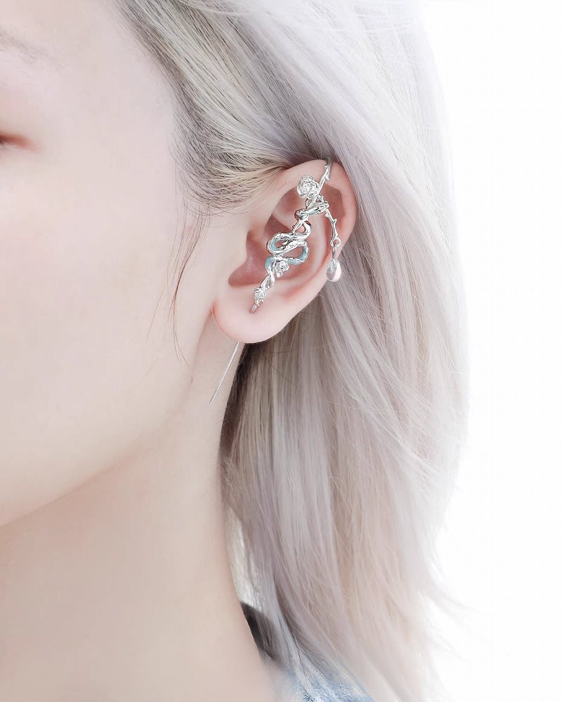 [1ST XULIE] Frozen Snake Lady Rose Earrings pg850