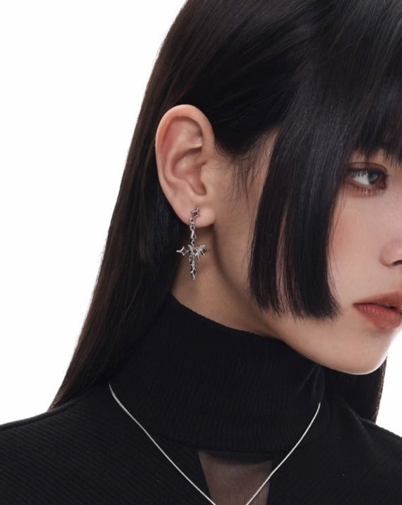 [SUMIYAKI] Punk Butterfly Cross Earrings pg1399