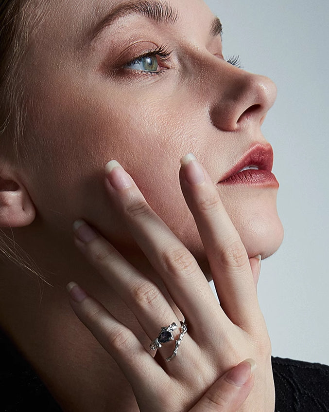 [FAITMAIN] Lunar Eclipse Stone Misaligned Water Drop Ring pg1159