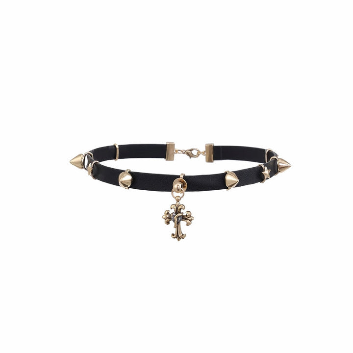 [SUMIYAKI] Rivet Heart Cross Choker pg1502