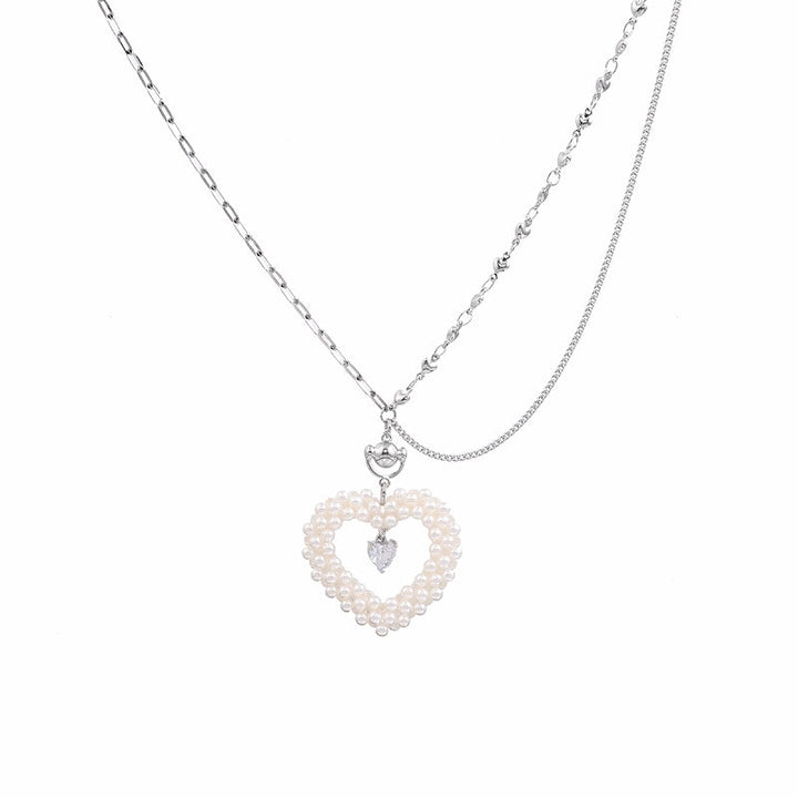 【SUMIYAKI】Cream Heart Love Necklace pg467